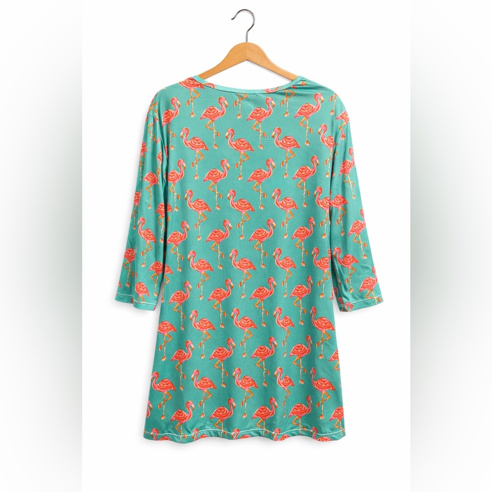 Viv & Lou Flamingo Swim Cover Up Tunic Dress NWT Tropical S/M Cruise Summer New - Picture 2 of 10